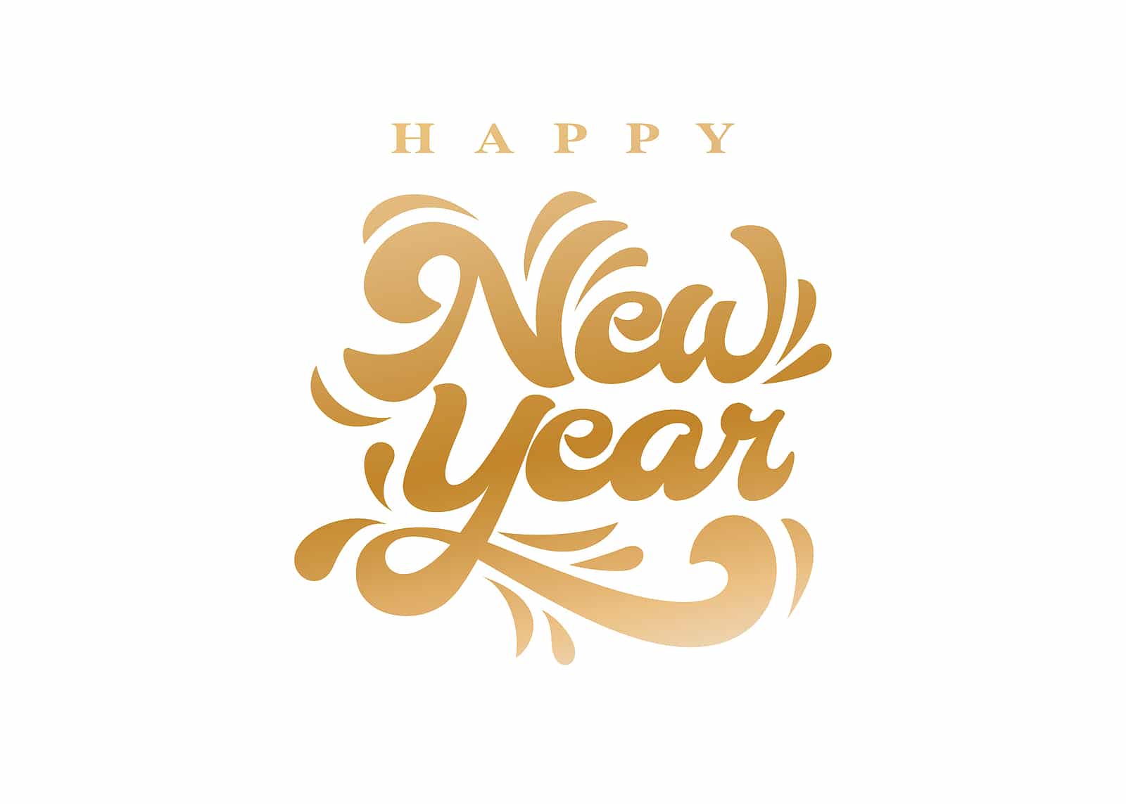 stylish artistic shiny gold happy new year illustration, happy new year calligraphy, golden happy new year lettering, happy new year greetings, new year greeting card.