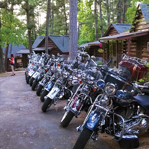 motorcycle in a row