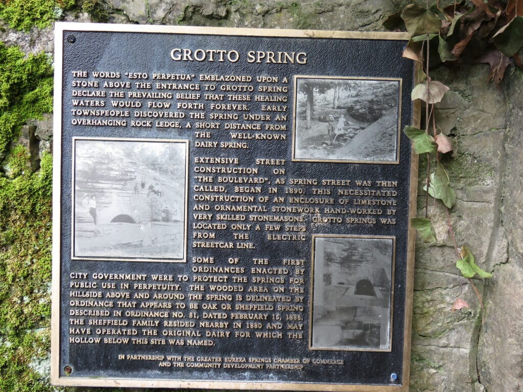signage about the story of grotto spring