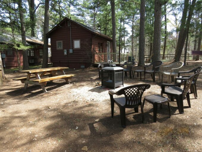 fire pit and picnic table